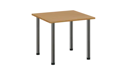 CRTR 80 jídelní stůl, kovová podnož chrom, deska 25 mm, 800x800 mm, buk royal